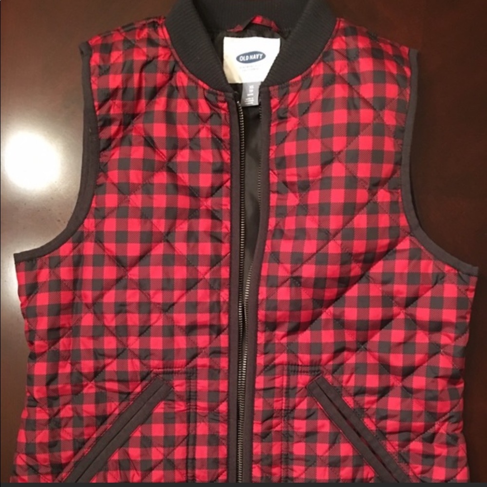 Adorable Buffalo Check Vest in Red/Black Plaid